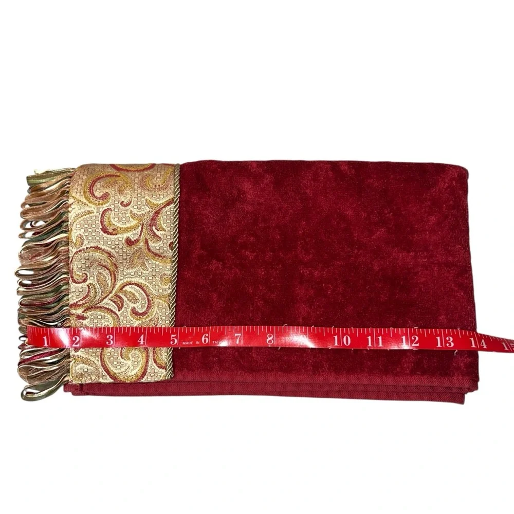 Sherry Kline Red Swirled Paisley Embellished Hand Towel 100% velour cotton India